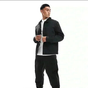 NWOT ASOS Design Lightweight Harrington Jacket Black Oversized Men’s Size Small